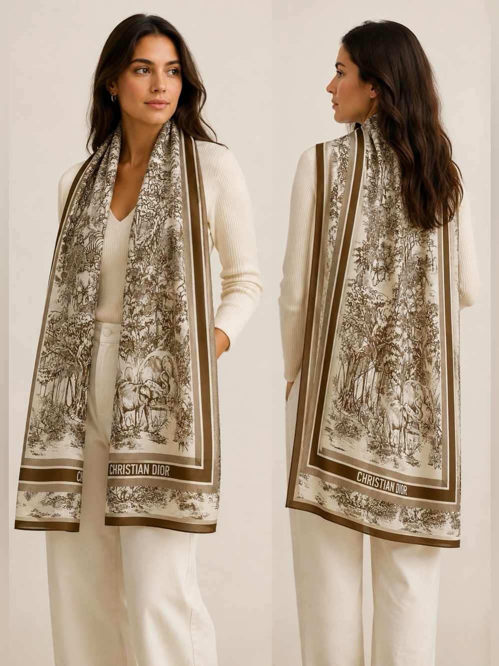 CD silk long scarf